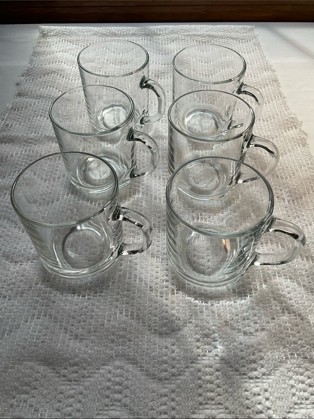 Clear Glass France Cappuccino Coffee Mugs Set of 6